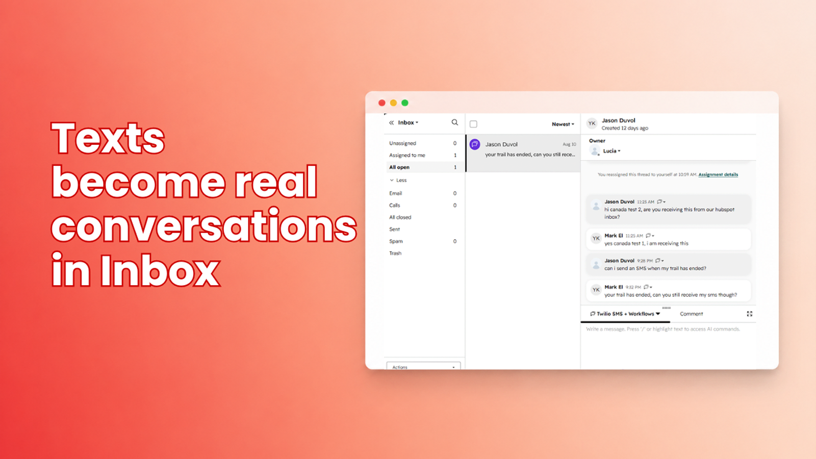 Two-way SMS in the Inbox and Help Desk
