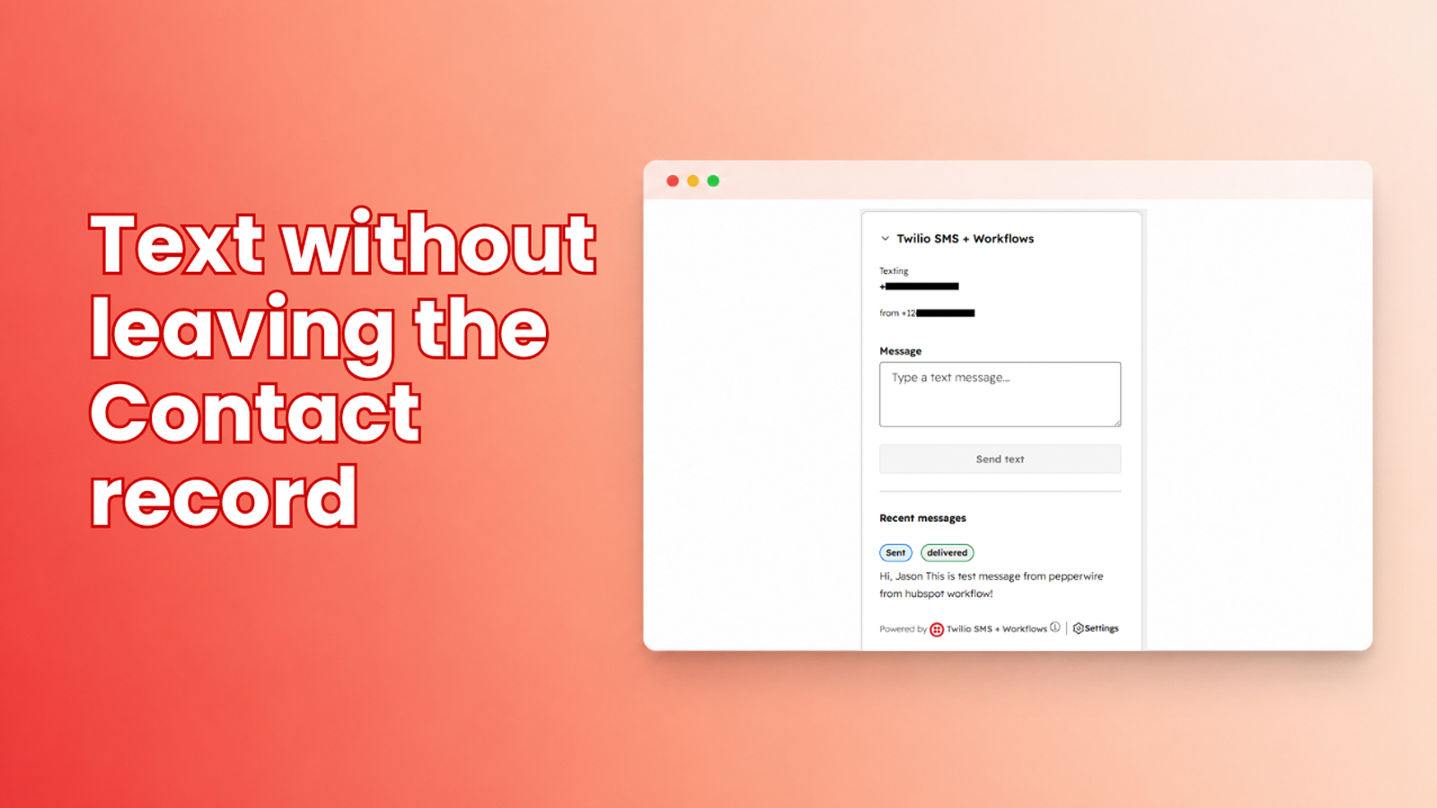 Text straight from a contact record via pepperwire